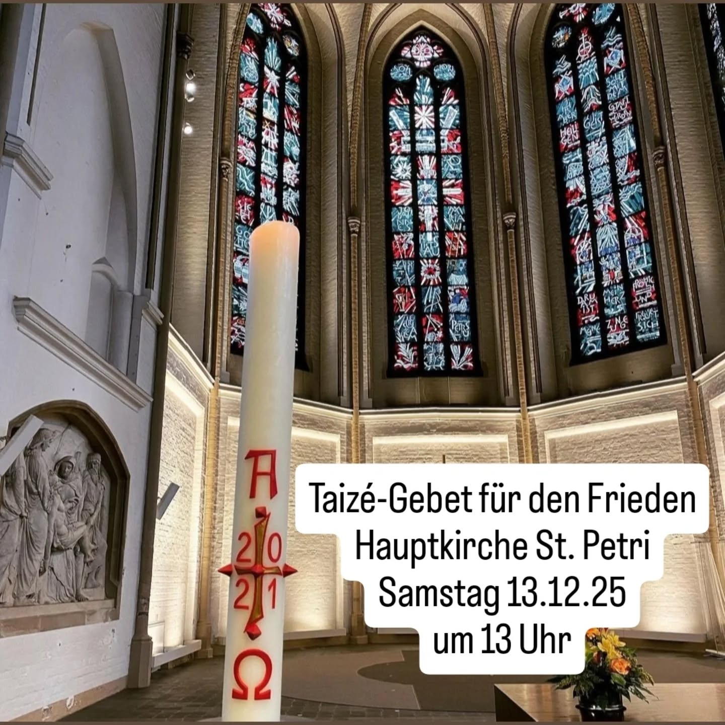 Taizé Hamburg lädt alle herzlich zum Mittagsgebet ein! Samstag 13.12.25 um 13 Uhr in der Haupt....