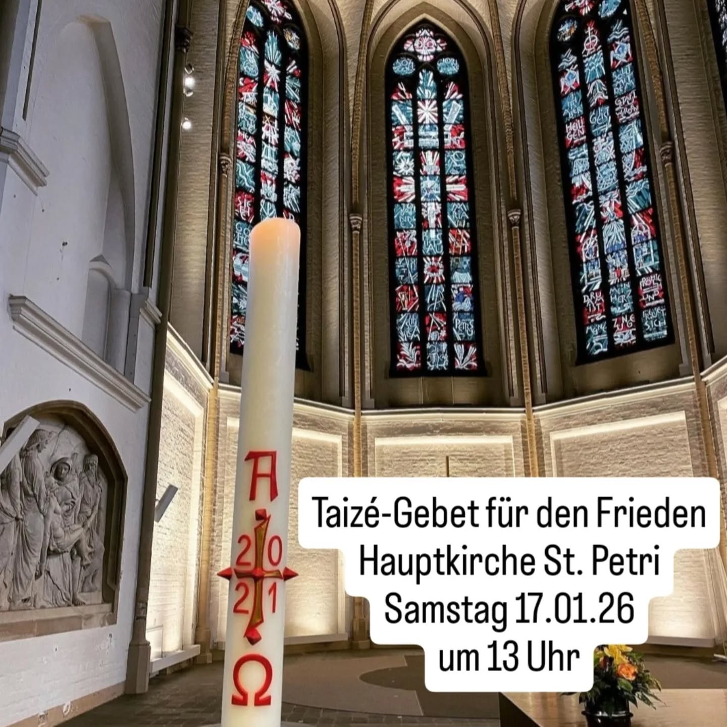 Taizé Hamburg lädt alle herzlich zum Mittagsgebet ein! Samstag 17.01.26 um 13 Uhr in der Haupt....